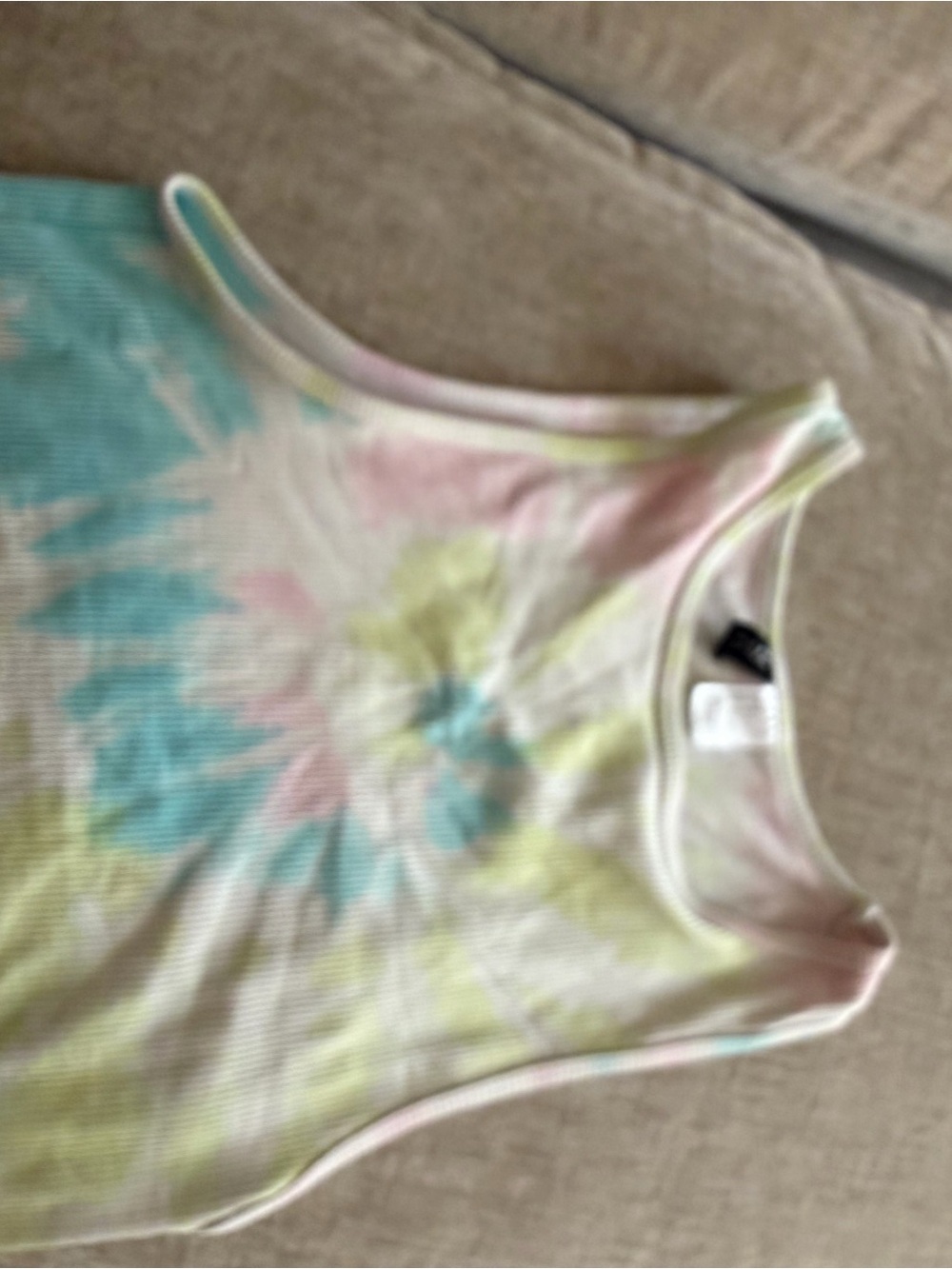 H&M Pastel Tie-Dye Ribbed Tank Top in Blue, Pink, Yellow